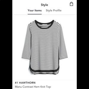 41 Hawthorn black & white stripe 3/4 sleeve top